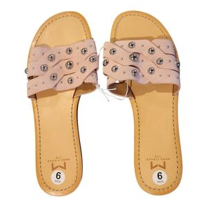 Marc Fisher LTD Studded Leather Slide Sandals Blush Nude 9M Summer NEW
